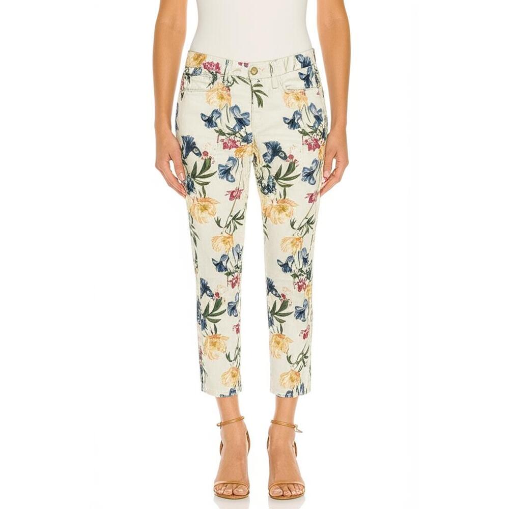 JEN 7 By 7 For All Mankind Cropped Skinny 27 Floral Print Vibrant‎ Spring Summer